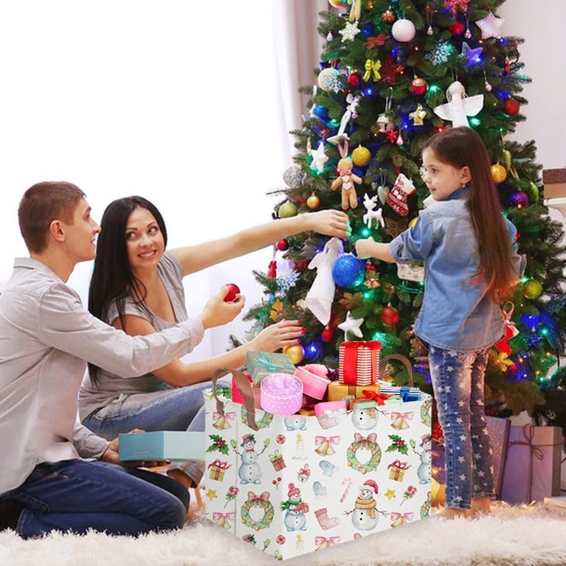 FXOCSHE Rectangular Christmas Basket,Waterproof and foldable Tree Basket Baby Storage Bin,kids room storage baskets,New Year decor,Boy and Girls Christmas Room Decor(Bell Christmas) - Image 3